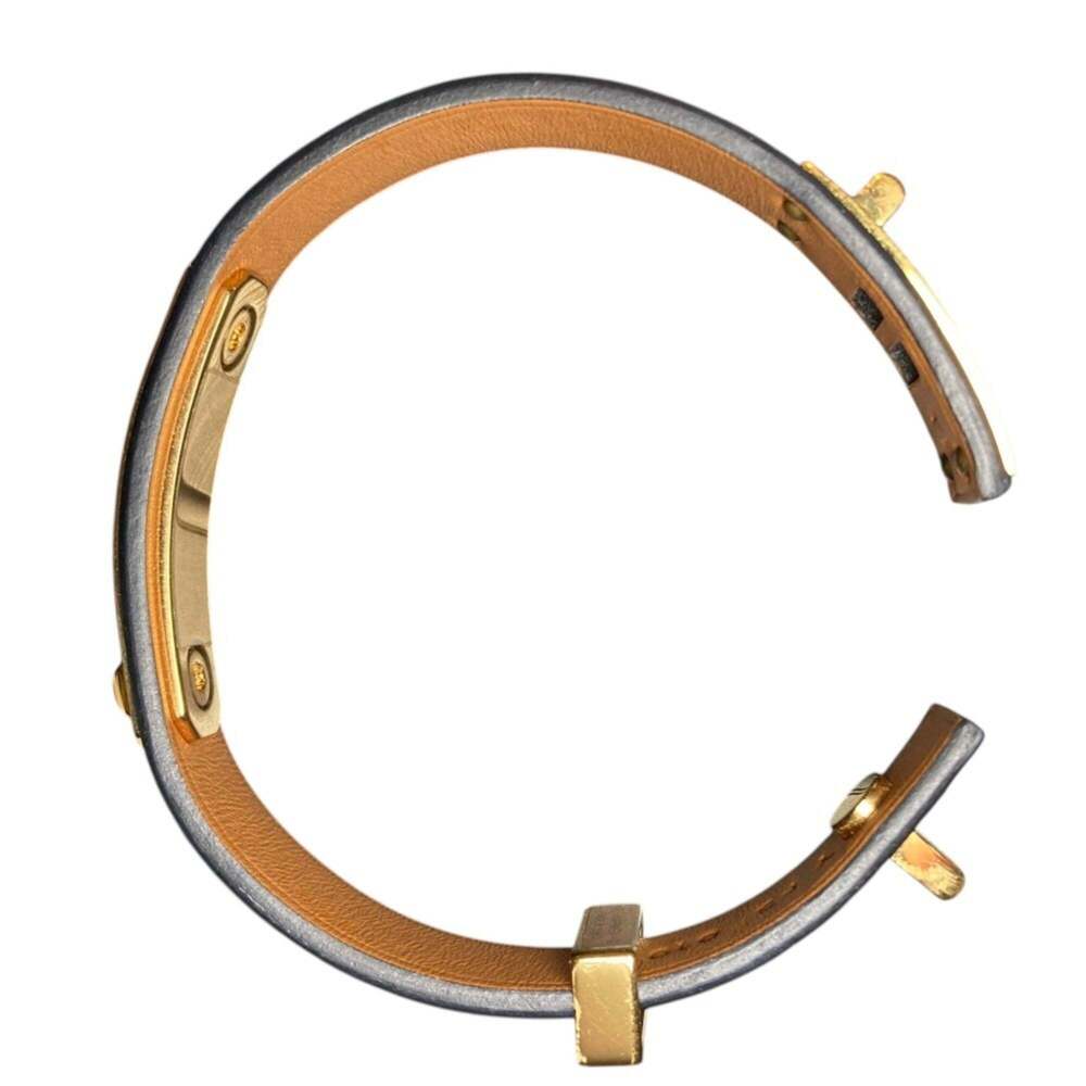 HERMES Hermes As de Coeur Heart Motif GP Leather Bracelet T2 Navy Gold Color ... - Picture 6 of 14